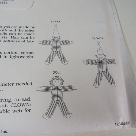 Kwik Sew 2352 Sewing Pattern NEW UNOPENED  Yo Yo Dolls Clown Vintage - Picture 5 of 6